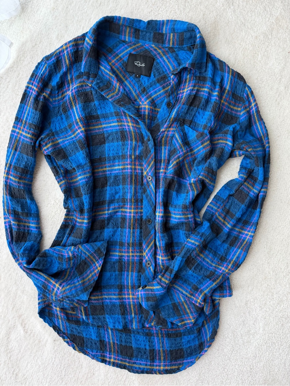 Rails Blue Plaid Button-Down Shirt with Subtle Purple Accents